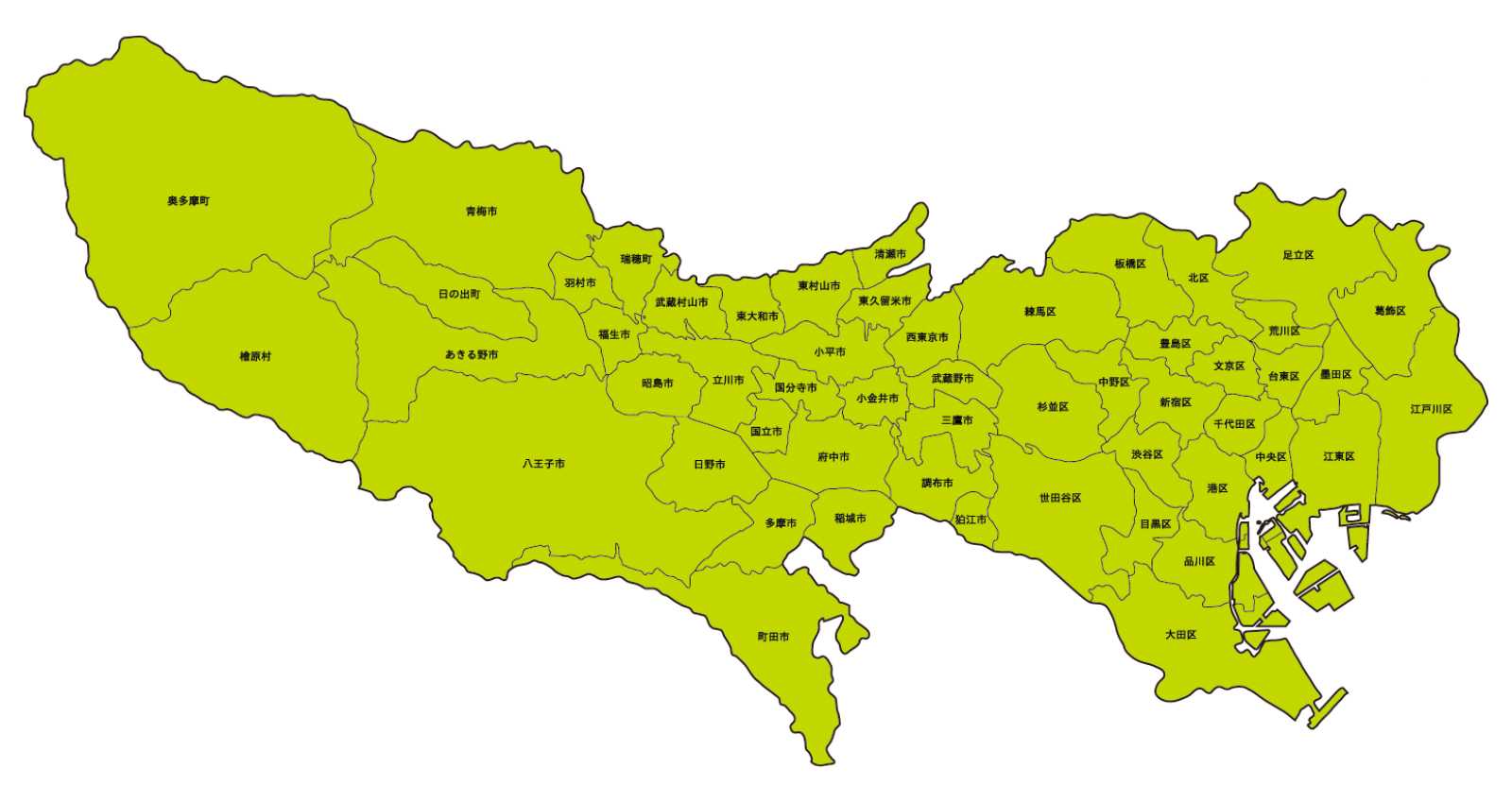 東京都出張対応エリア地図