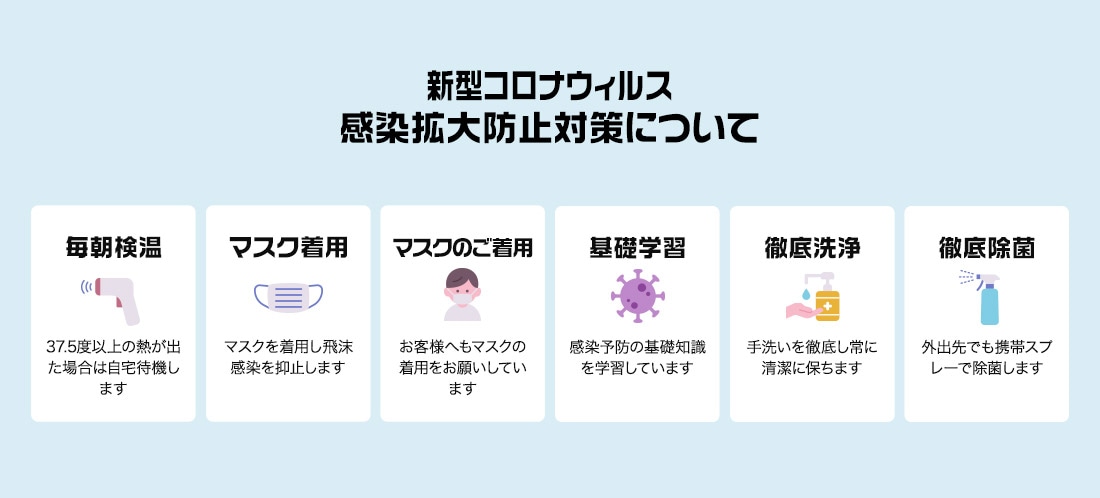 新型コロナウィルス 感染拡大防止対策について